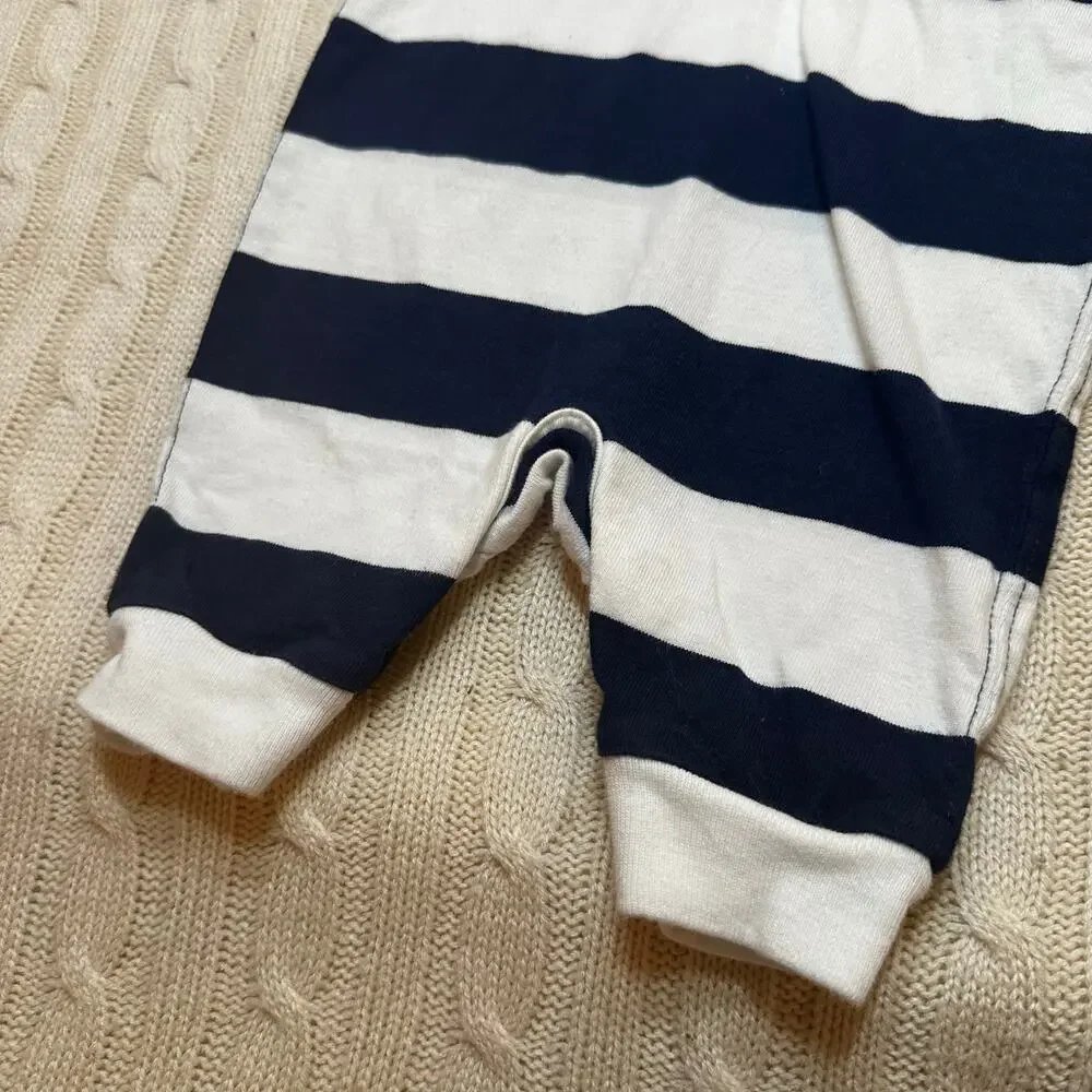 Ralph Lauren Baby Boy Striped Rugby Cotton Coverall sz 3m